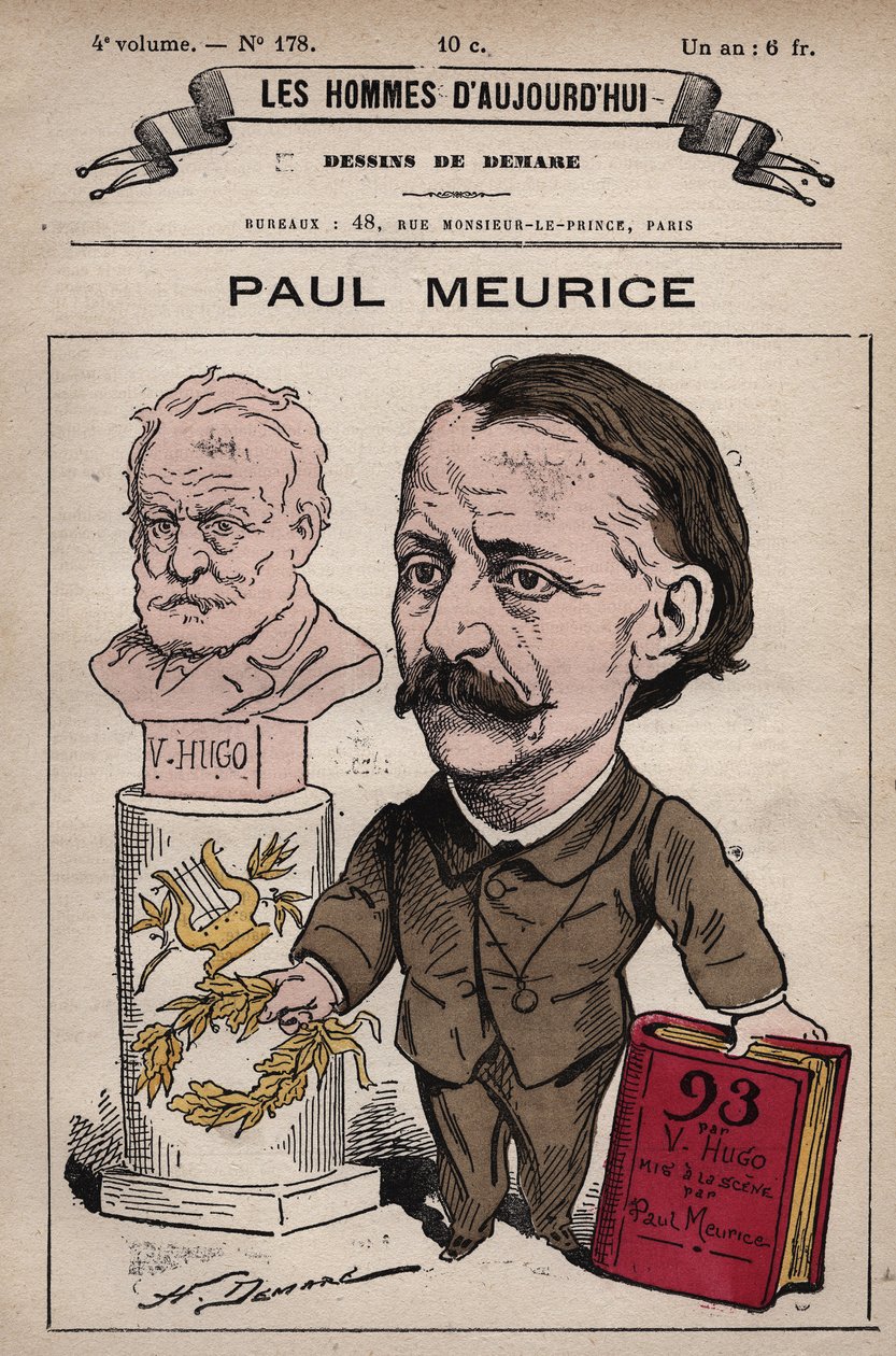 Cartoon of Francois Paul Meurice (1818-1905) English dramatist and ...