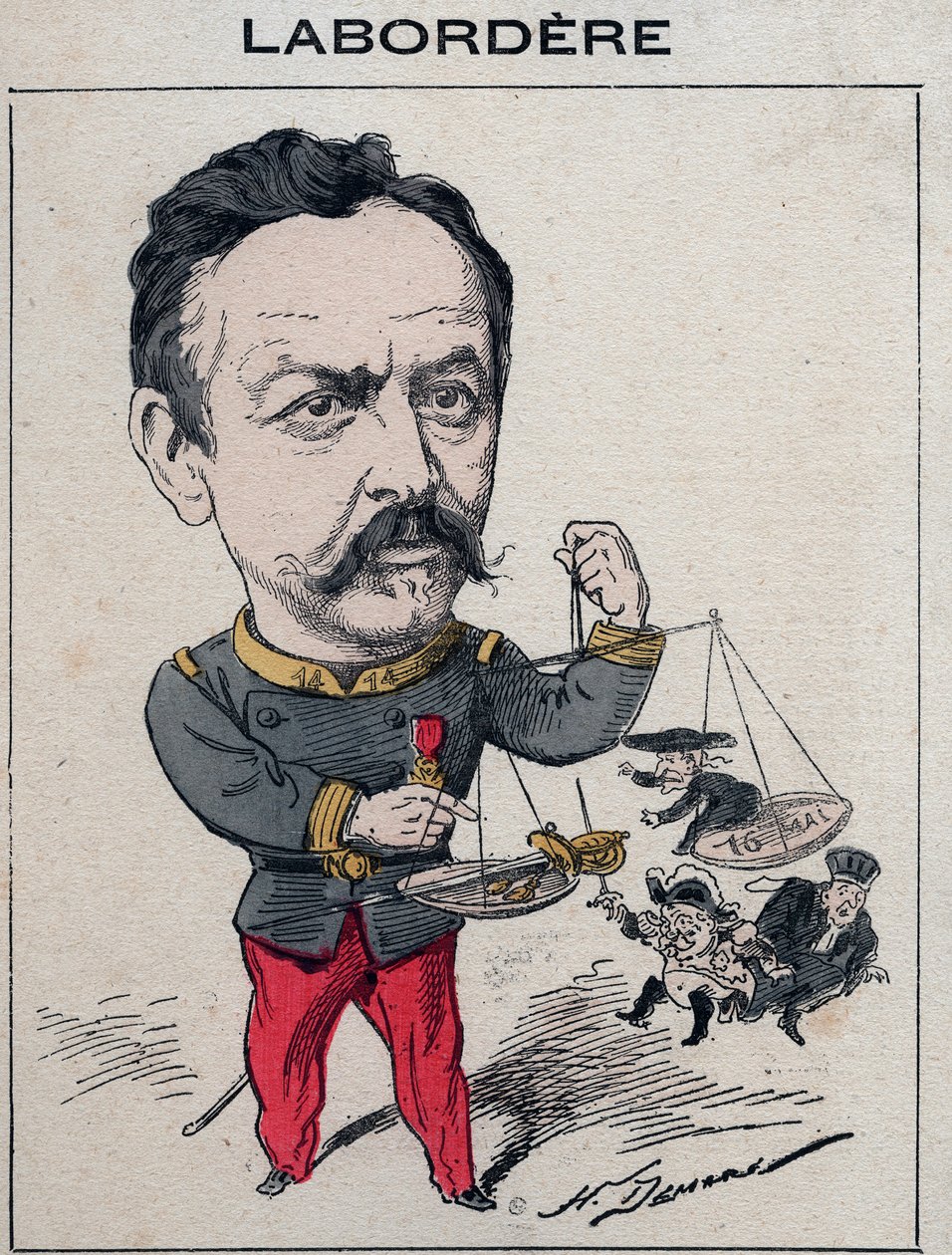 Jean Marie Arthur Labordere, French Military man, politician, senator for the Seine - Cartoon by Henri Demare in 