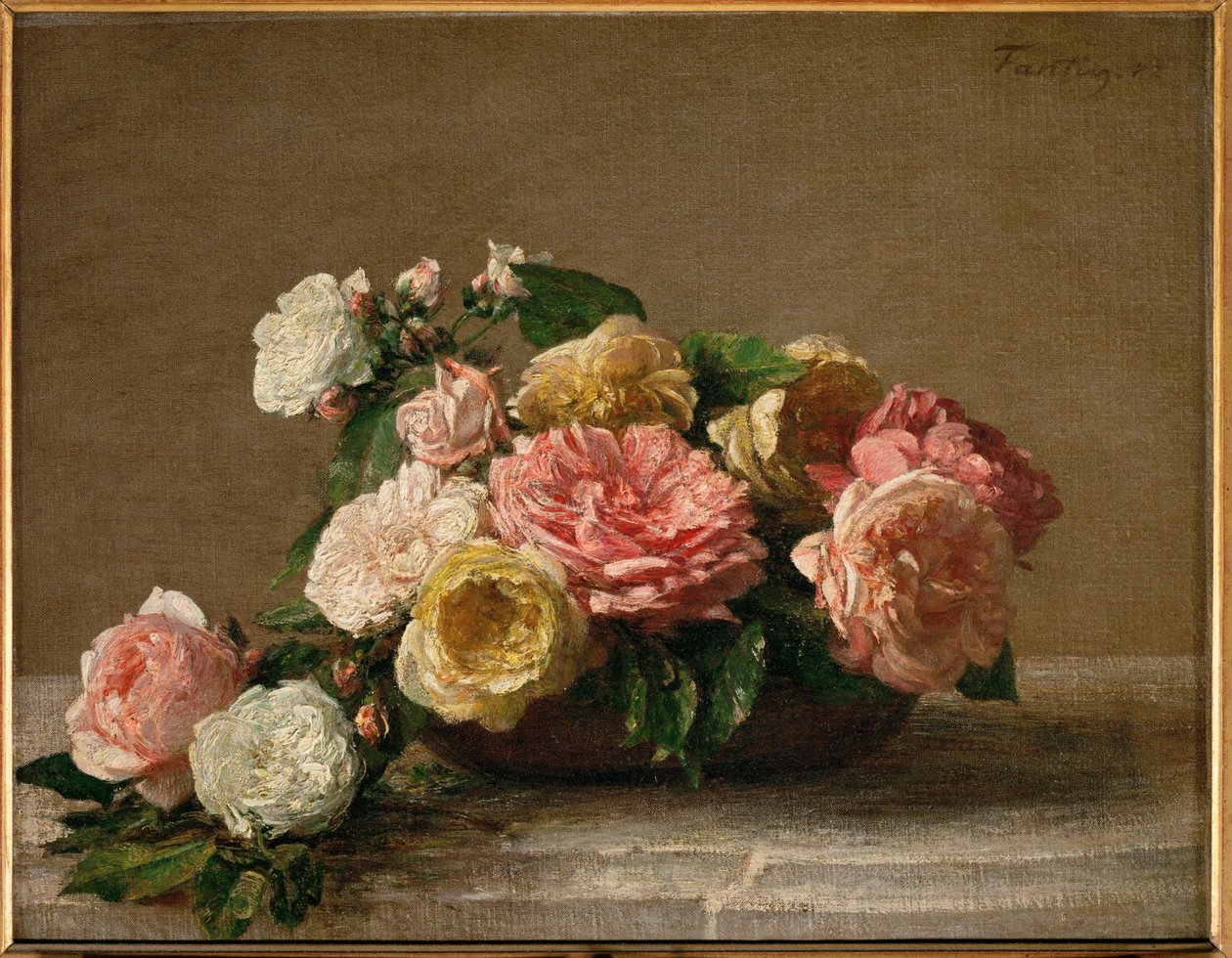 Roses in a Bowl by Henri Fantin-Latour
