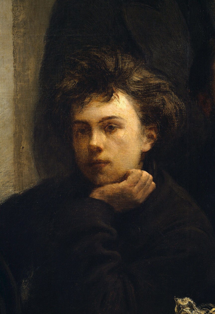 A Corner Table (detail). Portrait of Arthur Rimbaud by Ignace Henri Jean Fantin Latour