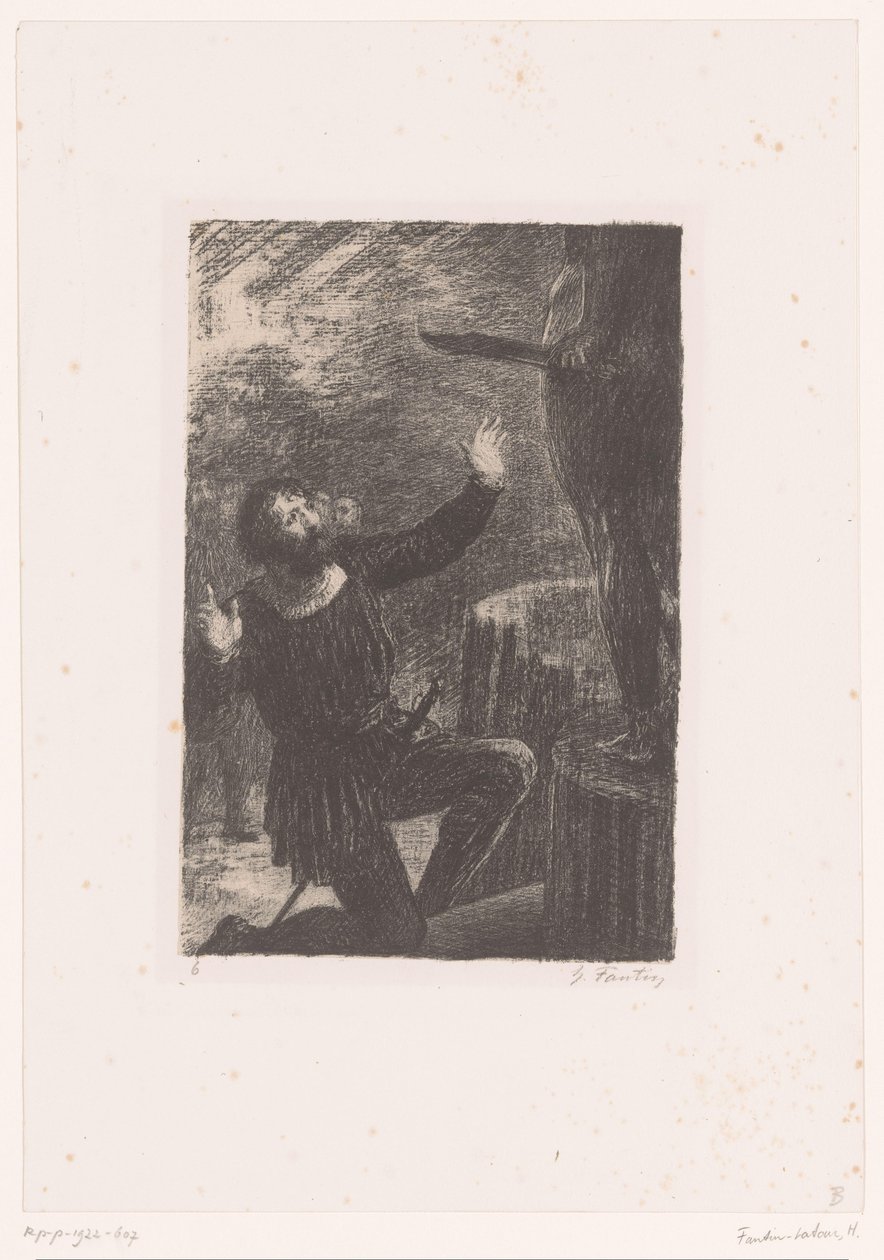 Cellini Kneels Before His Bronze Statue of Perseus by Ignace Henri Jean Fantin Latour