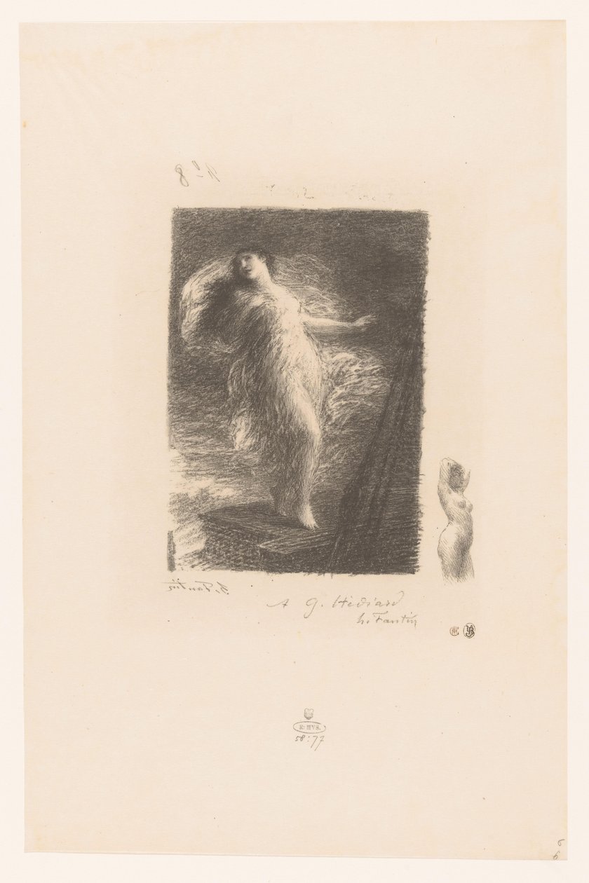 Young woman from Taranto falls from the bow of a ship (series title) Poems of André Chénier (series title) by Ignace Henri Jean Fantin Latour