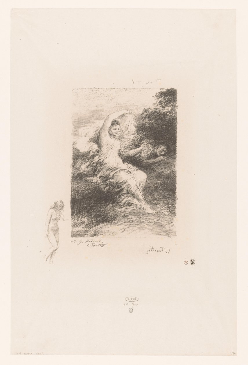 Lydé Watches Over Her Sleeping Lover (series title: Poems of André Chénier) by Ignace Henri Jean Fantin Latour
