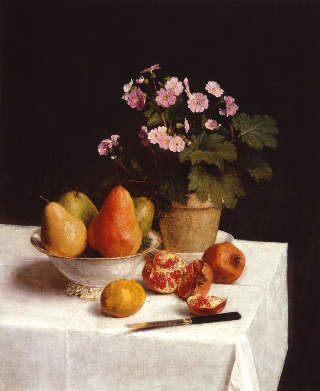 Still Life (Primroses, Pears and Pomegranates) by Henri Fantin Latour