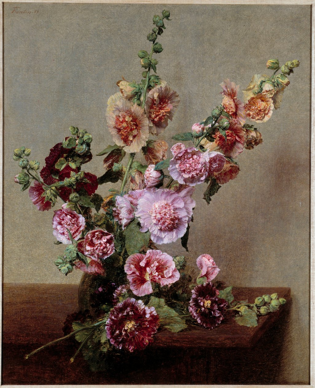 Hollyhocks by Ignace Henri Jean Fantin Latour