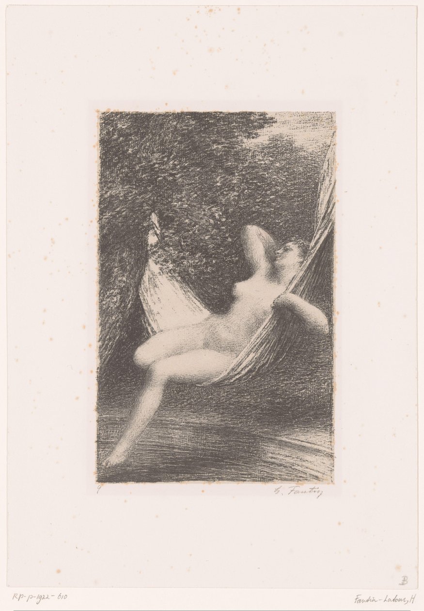Sara Naked in a Hammock Above the Water by Ignace Henri Jean Fantin Latour
