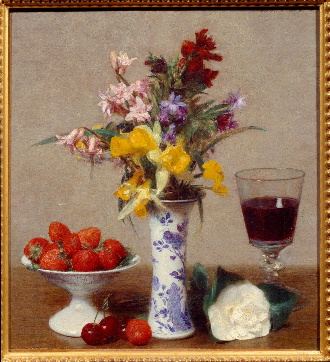 Still life called the engagement by Ignace Henri Jean Fantin-Latour