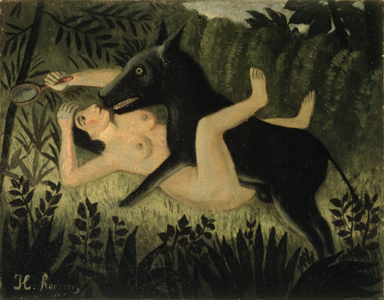 Beauty and the Beast, c.1908 by Henri J.F. (1844-1910) Rousseau