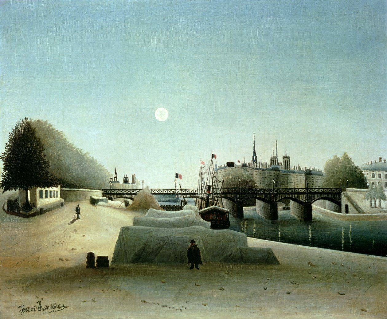 A View of the Ile Saint-Louis from Port Saint-Nicolas, Evening by Henri J.F. Rousseau