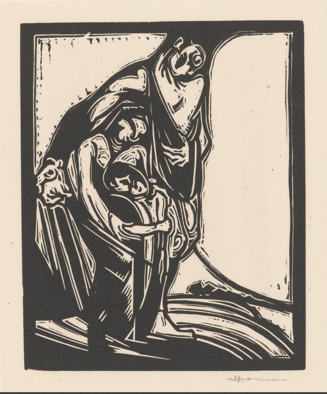 Man, Woman, and Child by Henri Jonas (signed by artist)