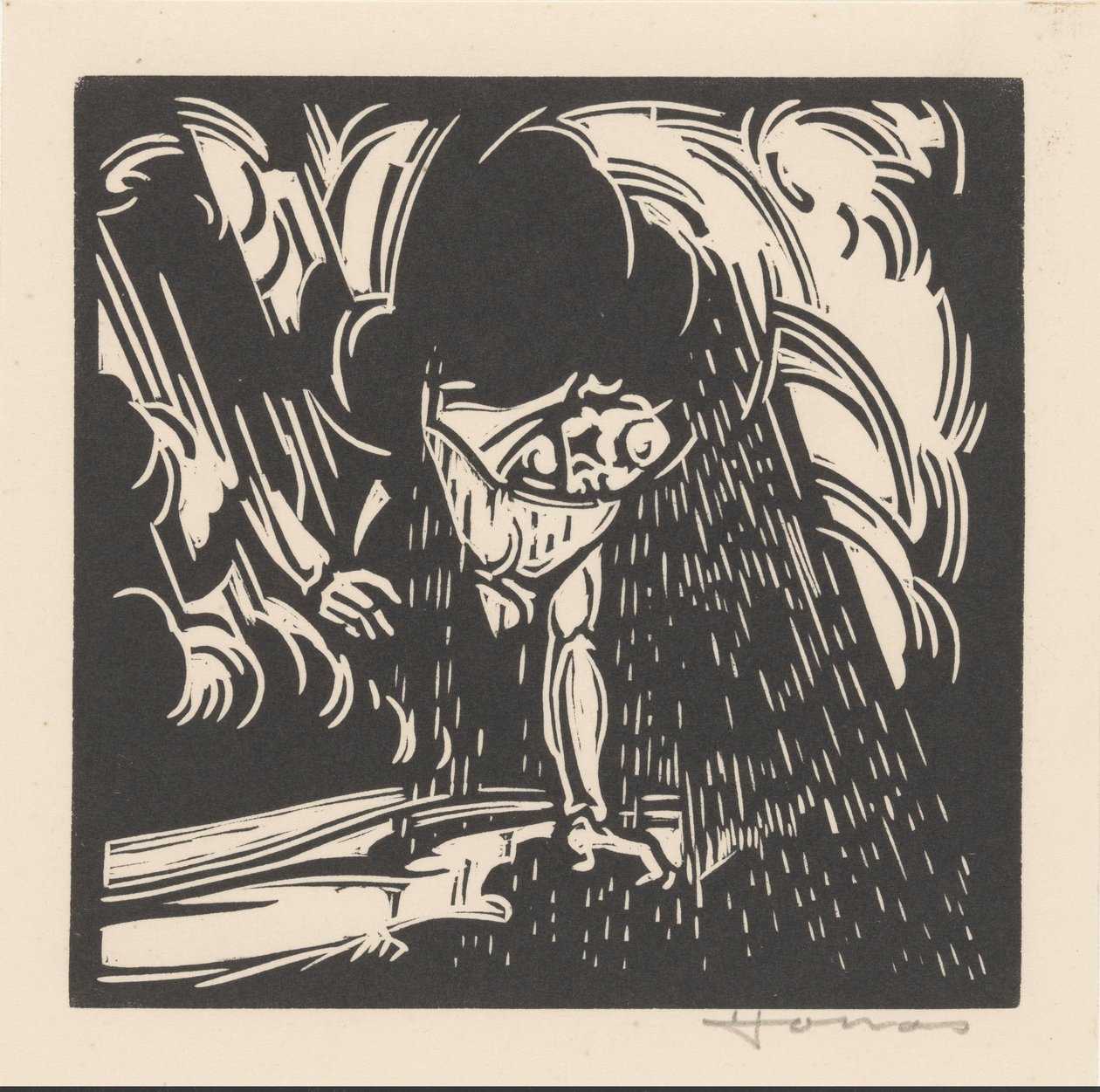 Personification of Rain Over a Landscape by Henri Jonas (signed by artist)