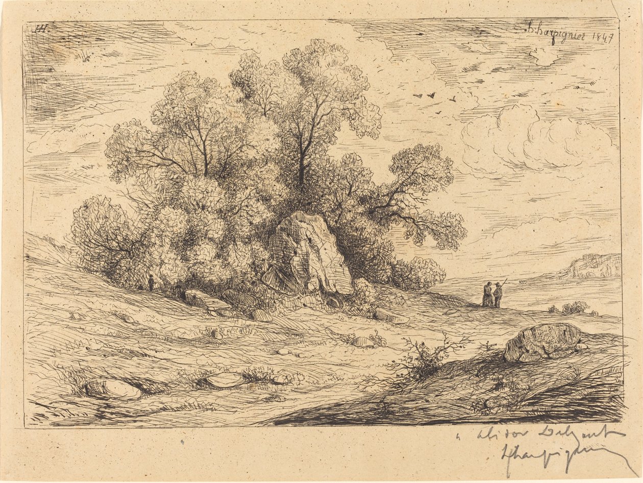Stand of Trees with Rocks by Henri Joseph Harpignies