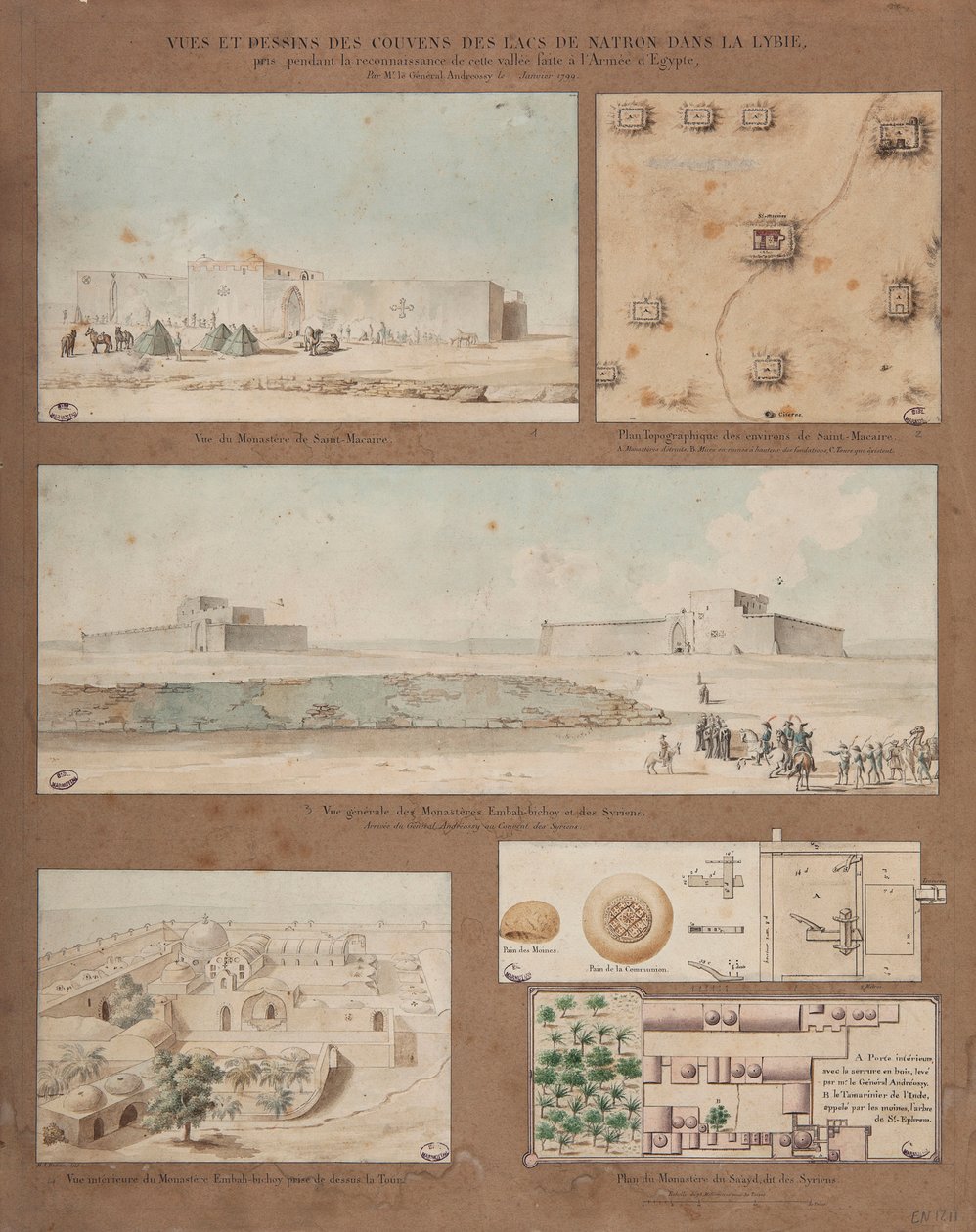 Six Views and Drawings of Lake Natron in Libya, made during the reconnaissance mission of the Egyptian Army led by General Andreossy, 1799 by Pierre Joseph Redouté