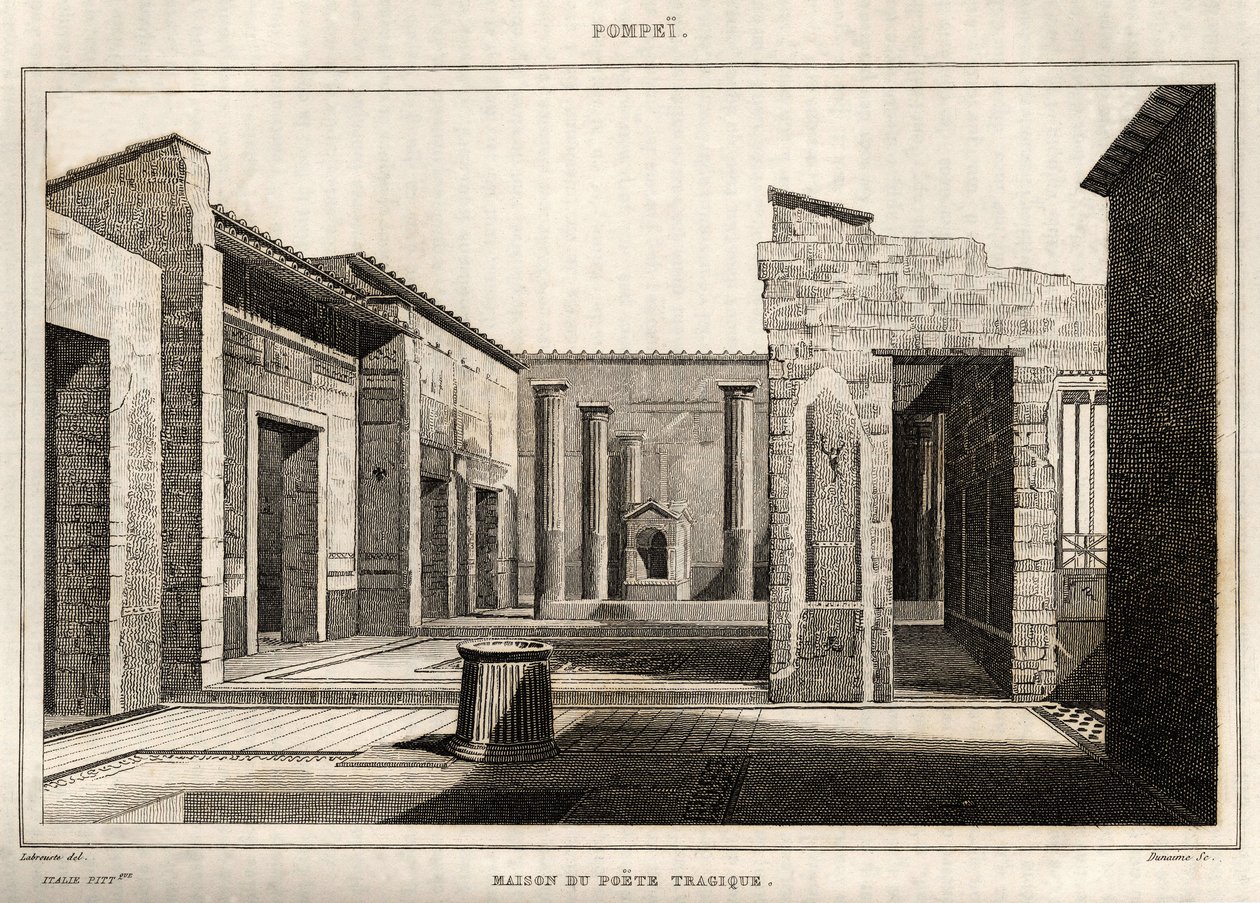 The house of the tragic poet, in Pompeii, engraving by Labrouste by Henri Labrouste