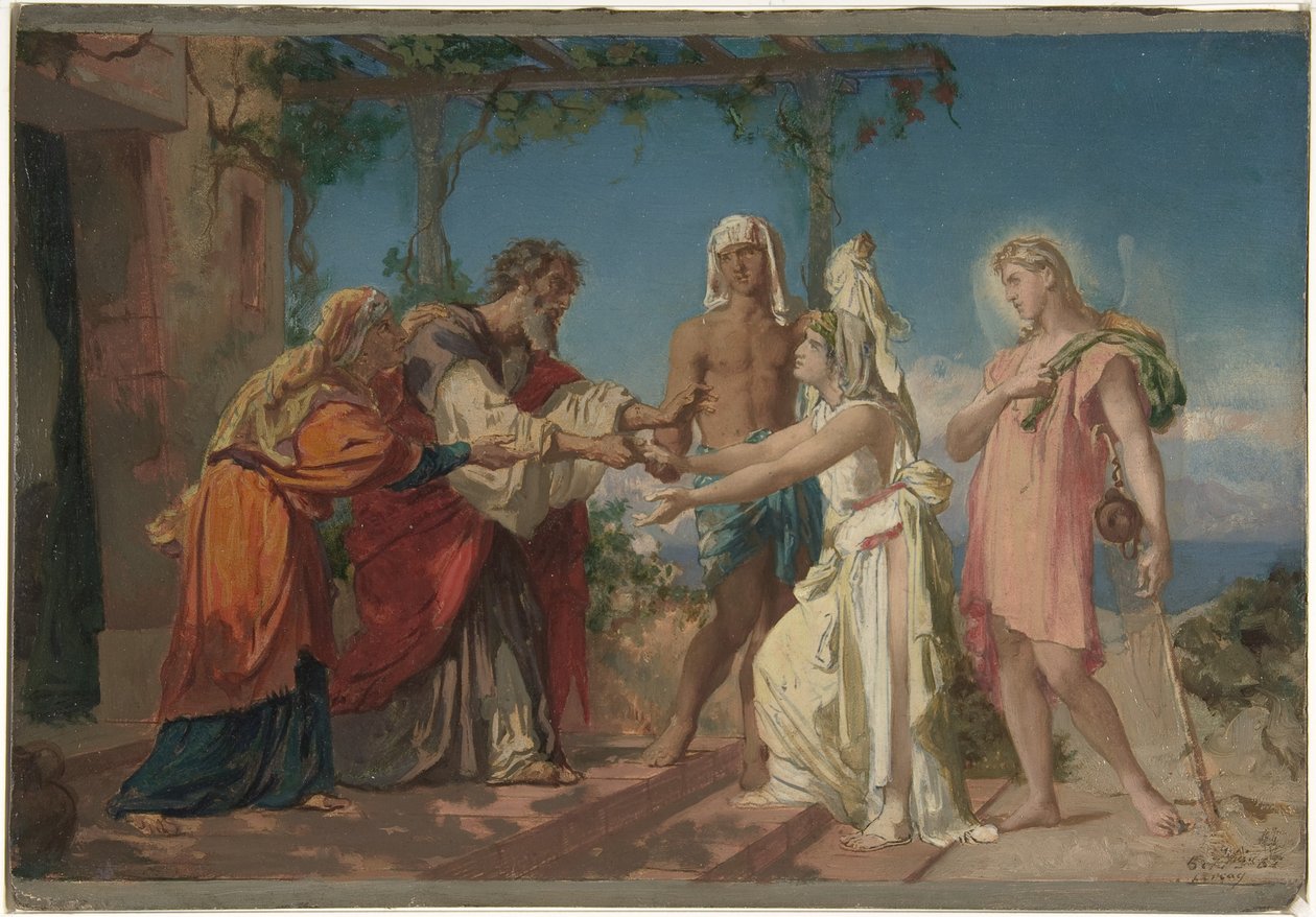 Tobias Brings His Bride Sarah to the House of His Father, Tobit by Henri Lehmann