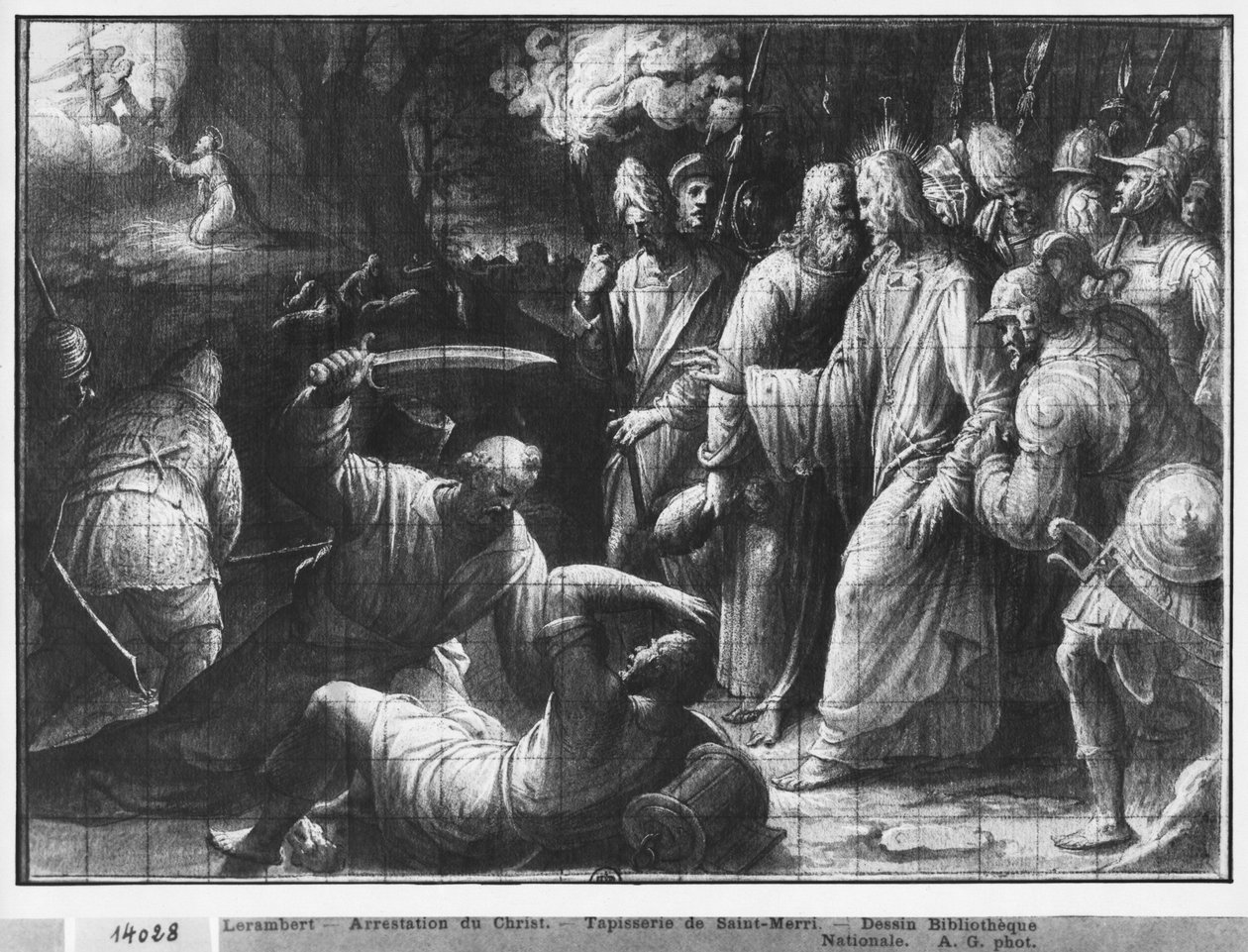 Life of Christ, the Arrest of Christ, preparatory study of tapestry cartoon for the Church Saint-Merri in Paris, c.1585-90 by Henri Lerambert
