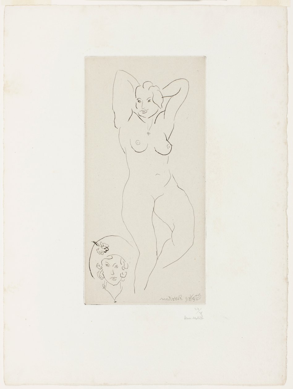 Female Nude with Arms Upraised and Head of a Woman by Henri Matisse