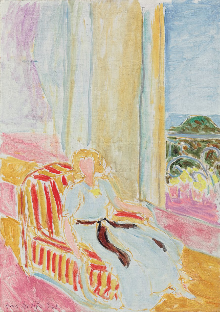 Girl in a White Dress, Sitting Near the Window by Henri Matisse