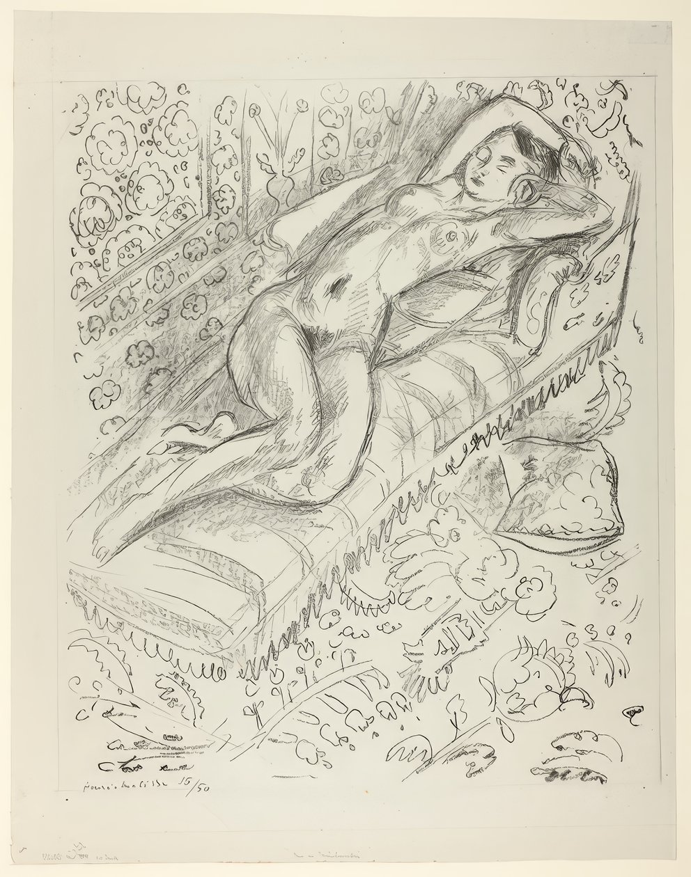 Nude Resting on a Chaise with Mashrabiya Background by Henri Matisse
