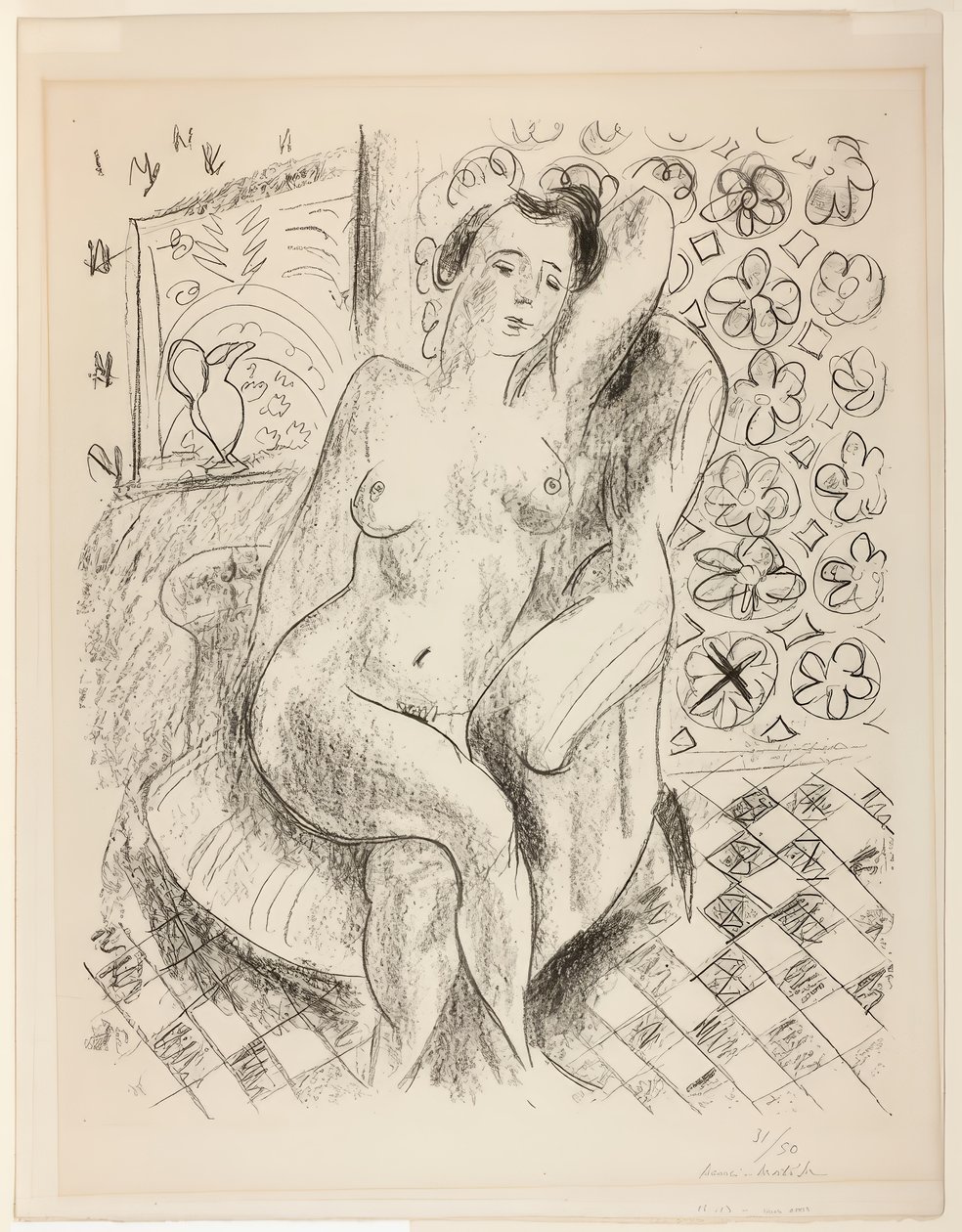 Nude in an Armchair, with a Mashrabiya Background by Henri Matisse