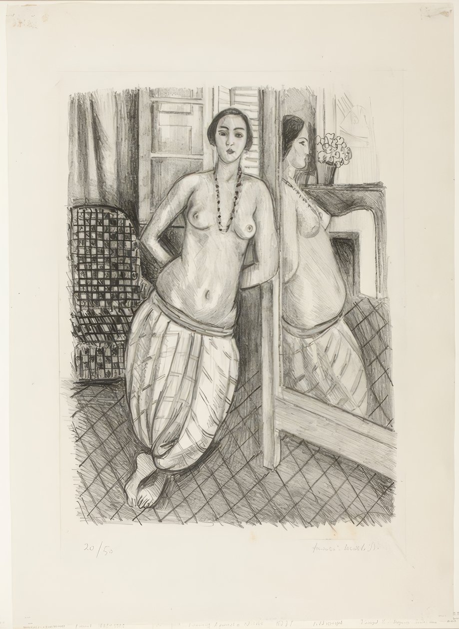 Odalisque in Striped Pants, Reflected in the Mirror by Henri Matisse