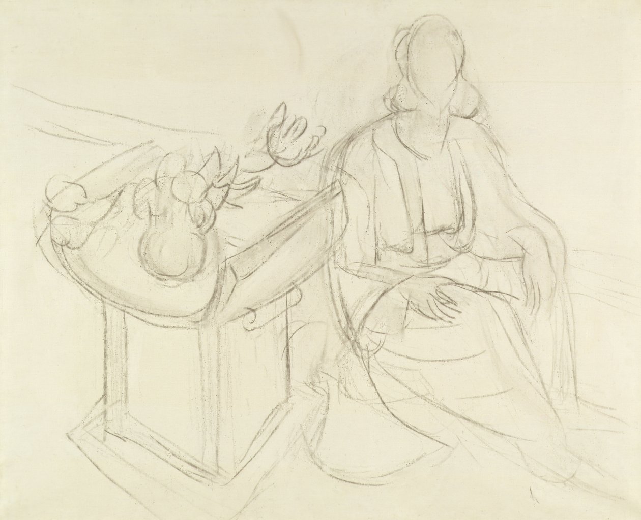 Seated Woman - Still Life with Flowers on a Table by Henri Matisse