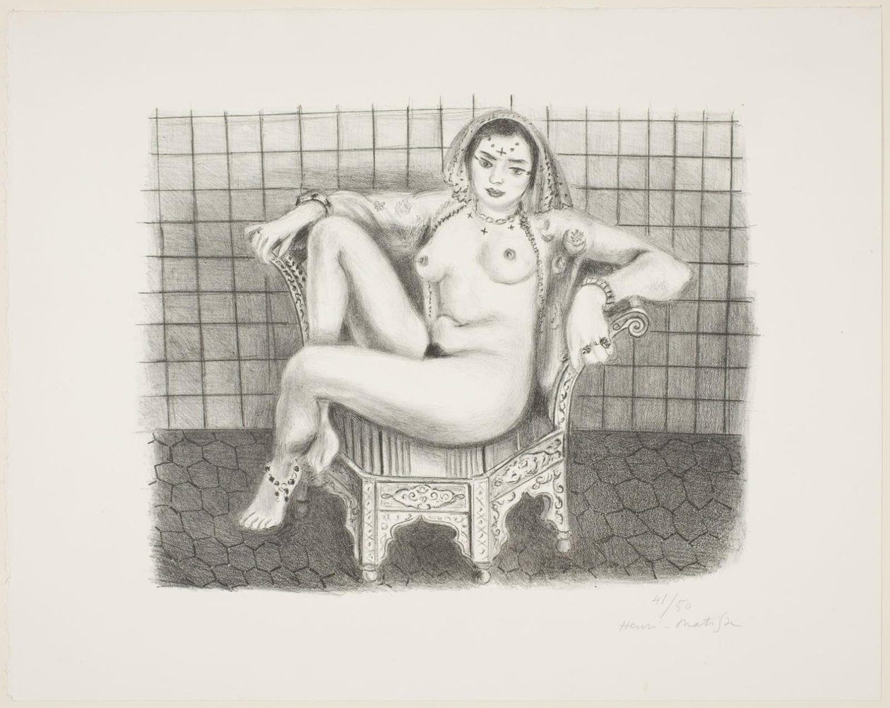 Young Hindu, seated nude in a chair by Henri Matisse
