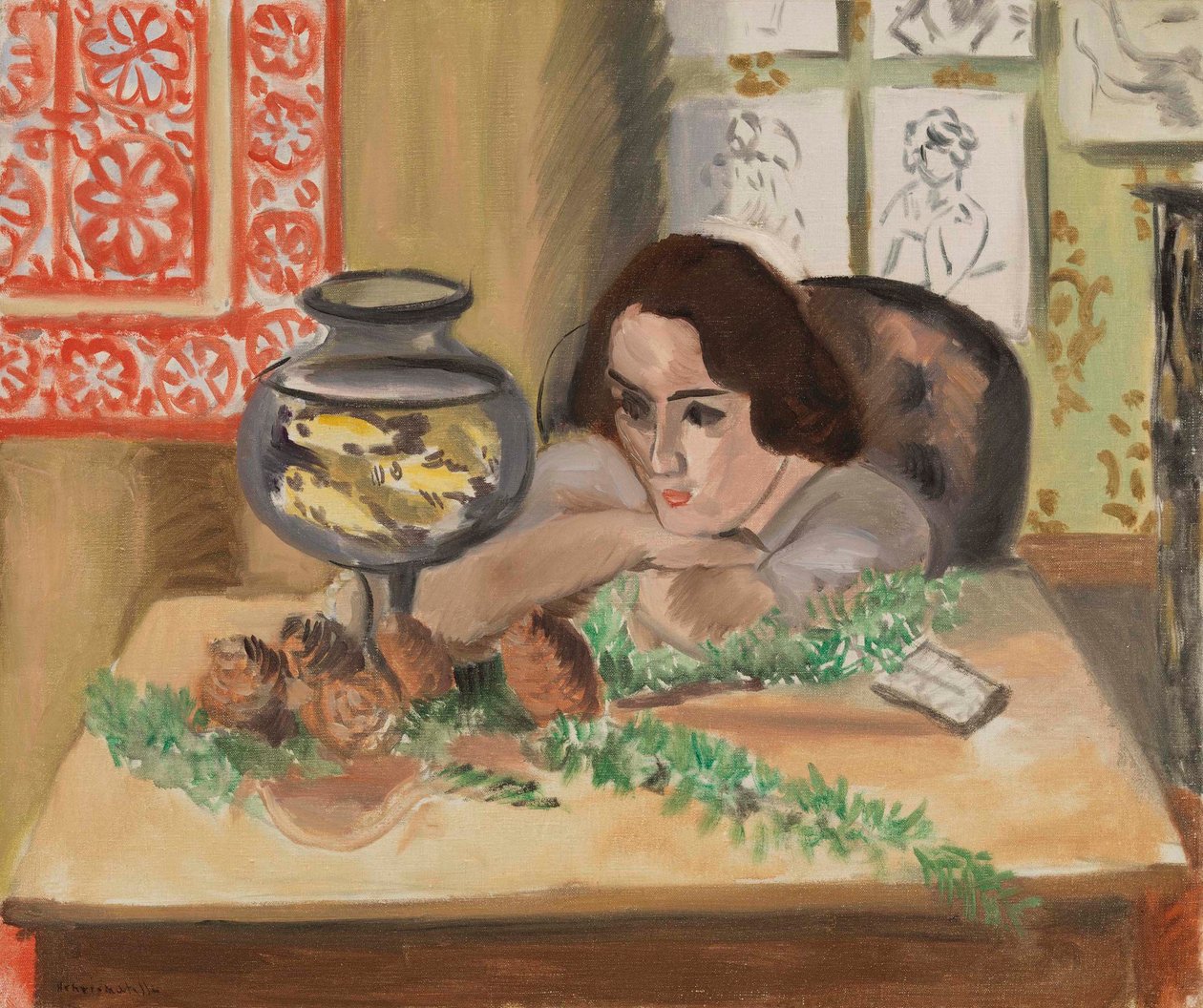 Young Woman before an Aquarium by Henri Matisse