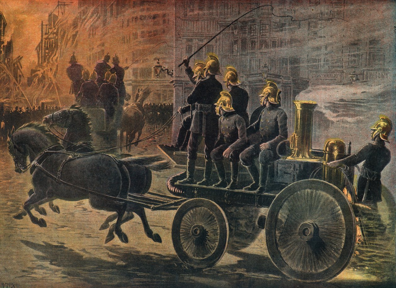Firefighters at a Fire in London in 1897 by Henri Meyer