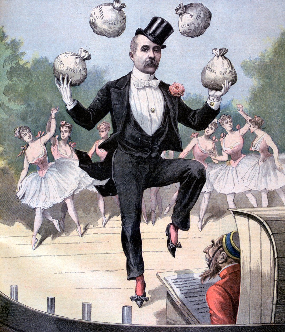 Georges Clemenceau juggling bags of English money, 1893 by Henri Meyer
