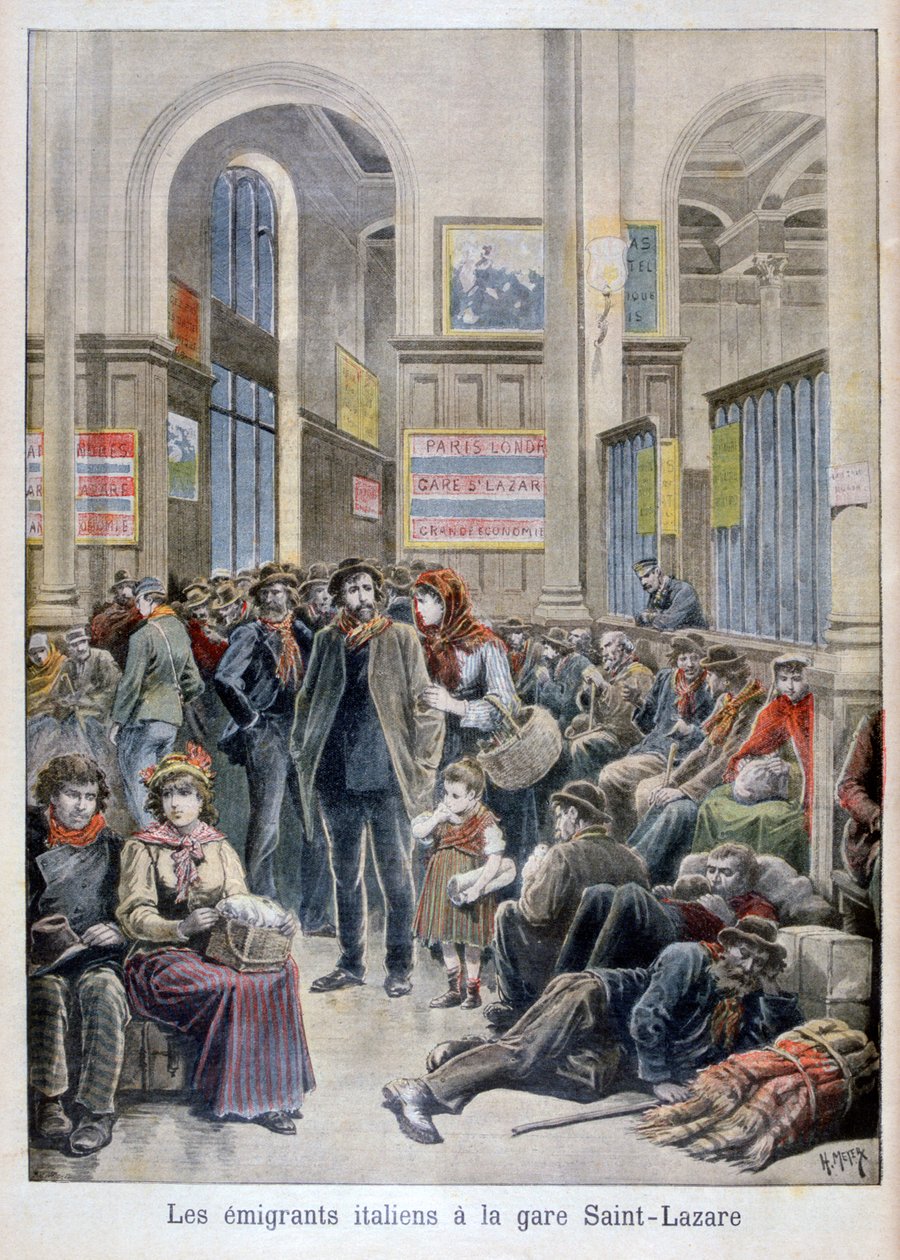 Italian Emigrants at the Gare Saint-Lazare, Paris, 1896 by Henri Meyer