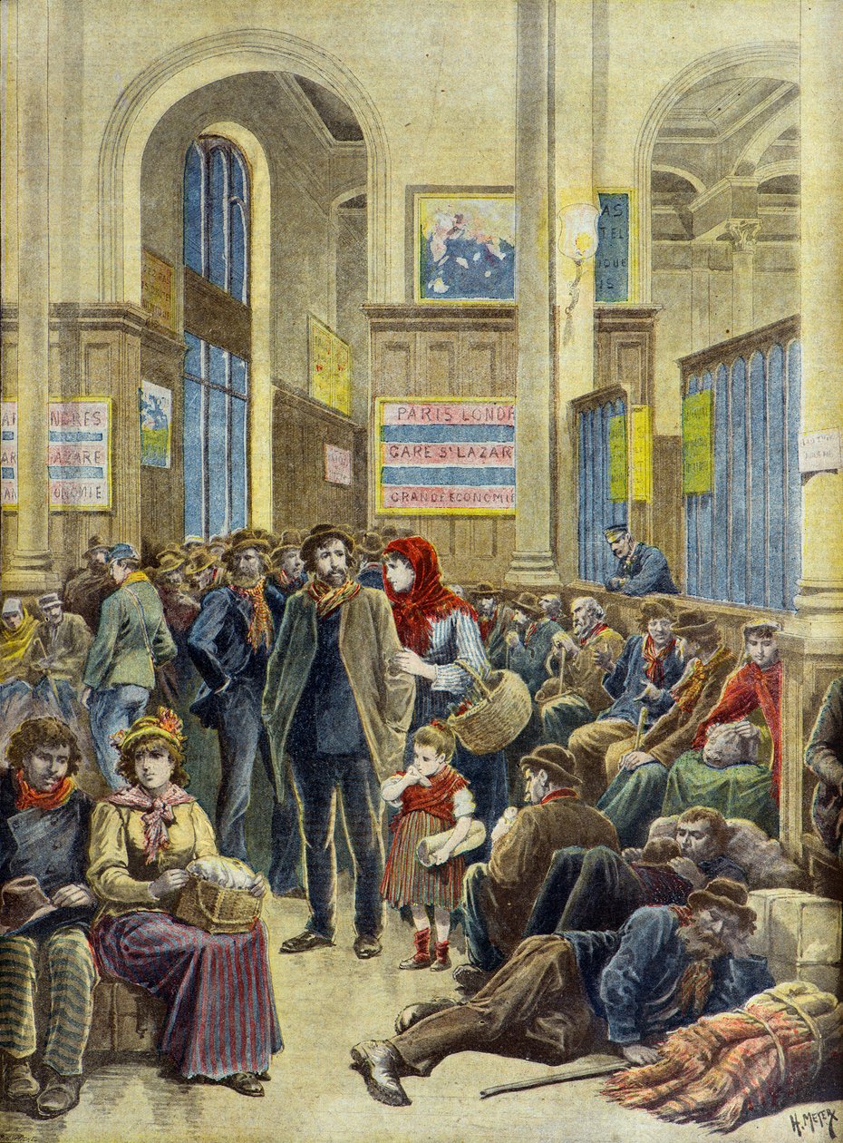 Italian Emigrants at the Gare Saint Lazare in Paris in 1896 by Henri Meyer