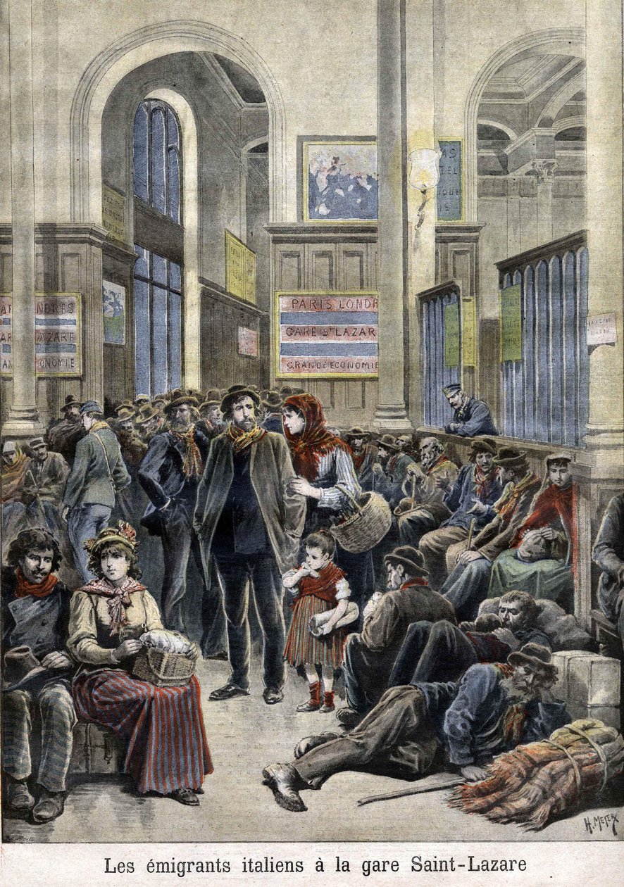Italian Emigrants at the Station St Lazarus - in 