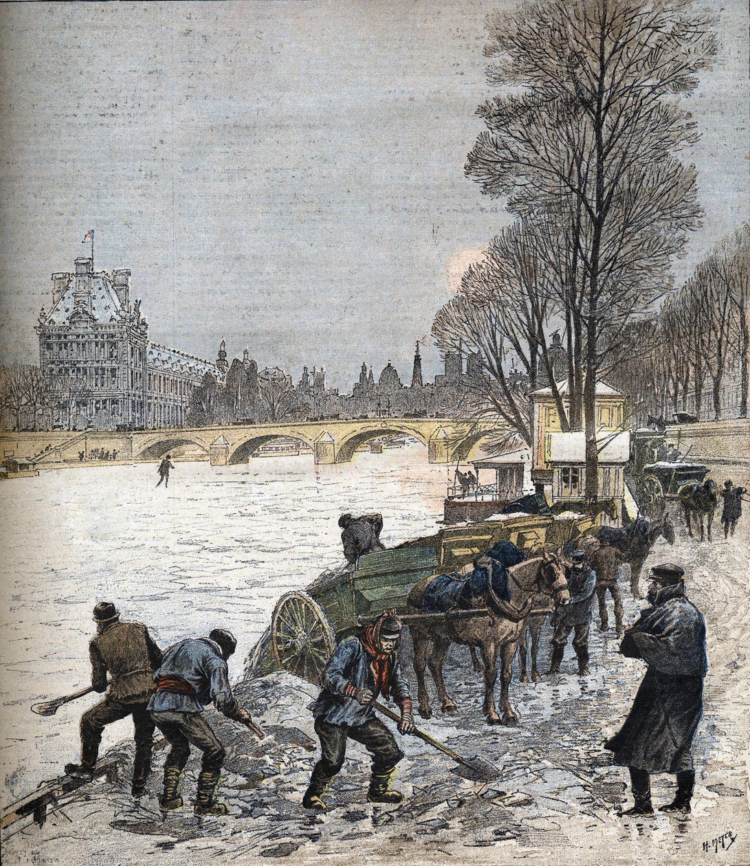 Paris Under the Snow in 1895 (engraving) by Henri Meyer