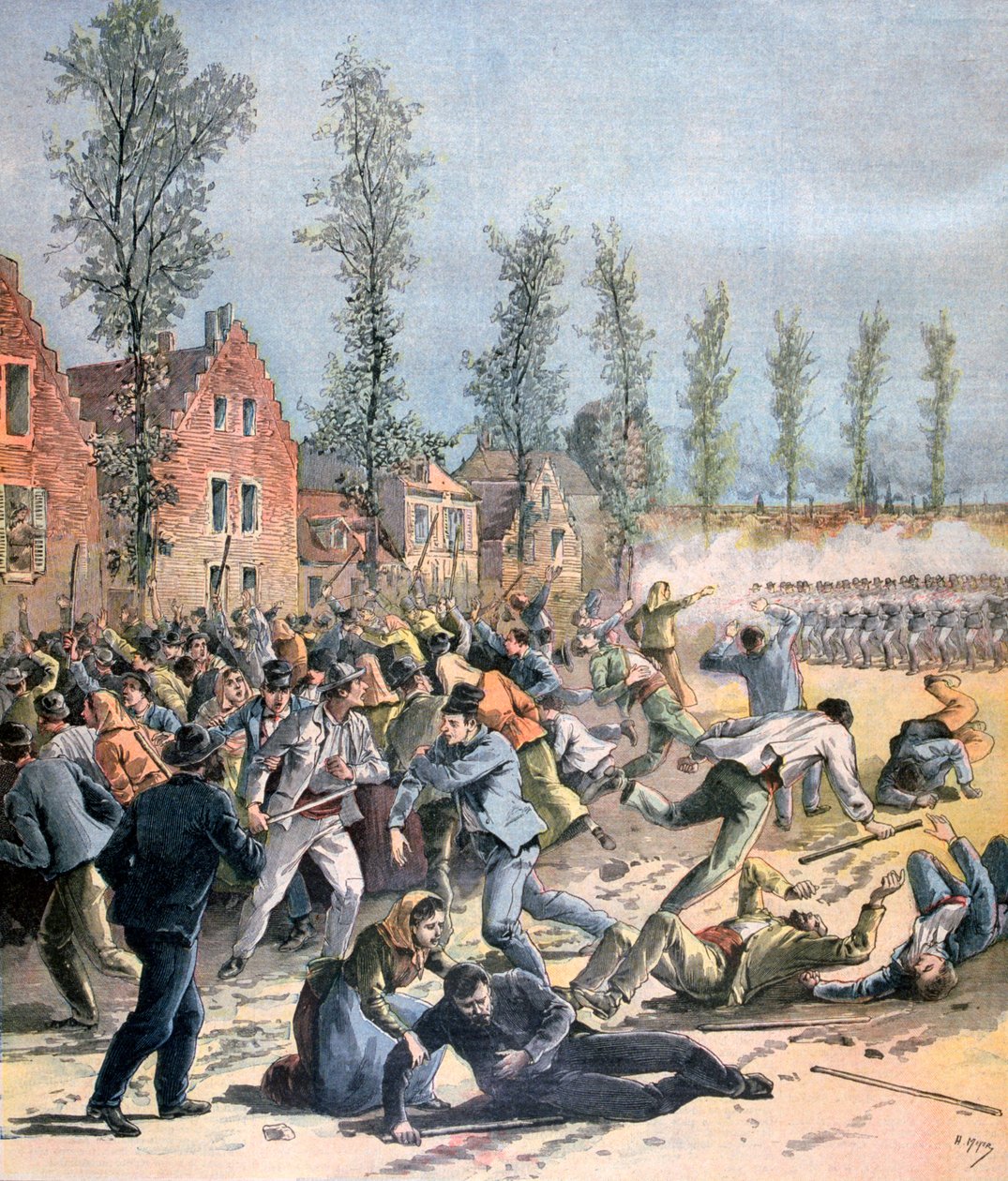 Rioting in Mons, Belgium, 1893 by Henri Meyer