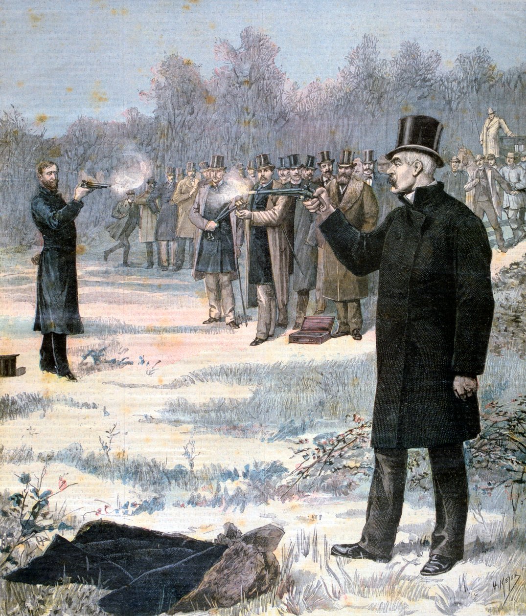The Duel between Paul Deroulede and Georges Clemenceau by Henri Meyer
