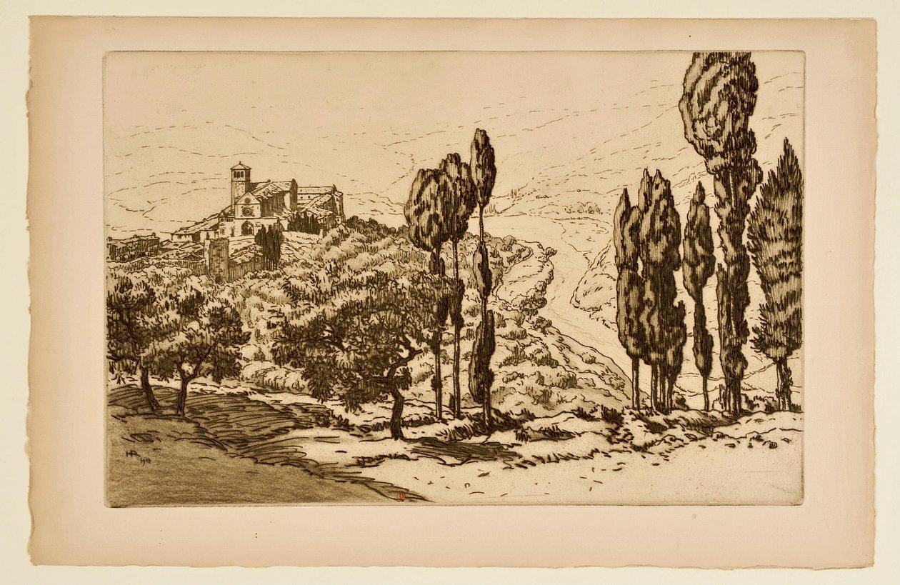 The Basilica of Assisi Seen from La Rocca by Henri Rivière