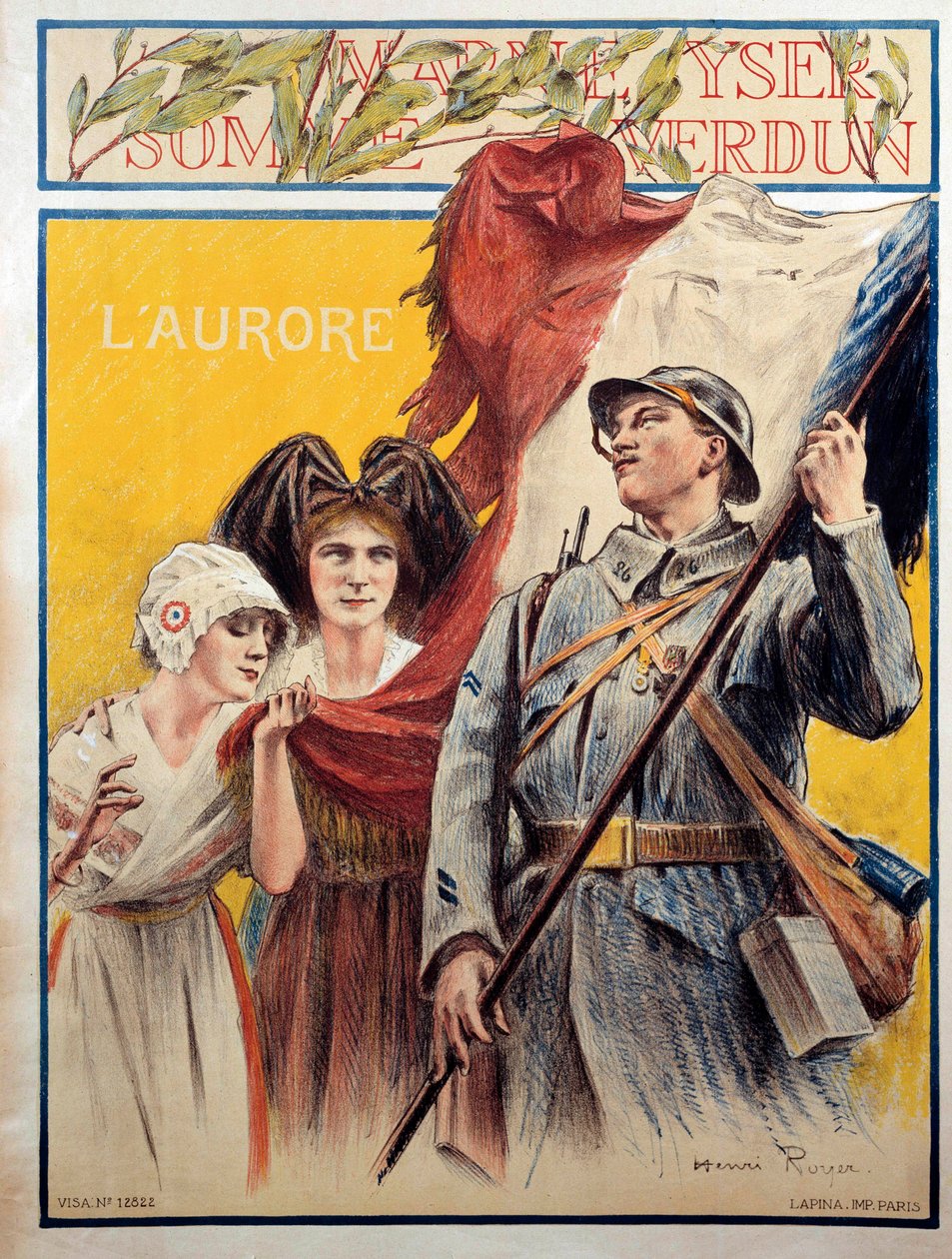 The Dawn: Propaganda Poster During the First World War with Two Women Representing Alsace and Lorraine by Henri Royer