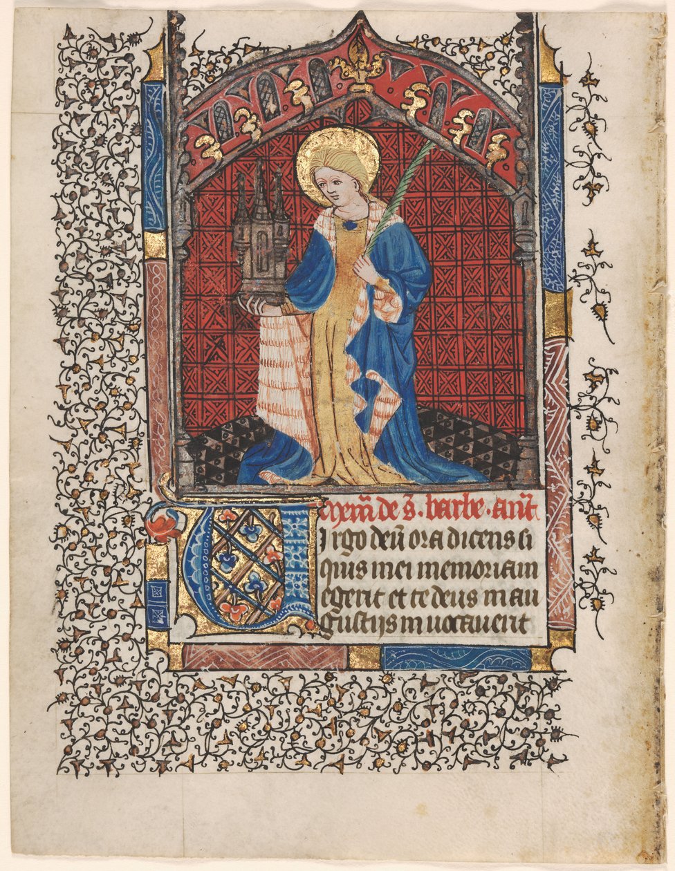 Leaf from a Book of Hours: St. Barbara (6 of 6 Excised Leaves) by Henri d