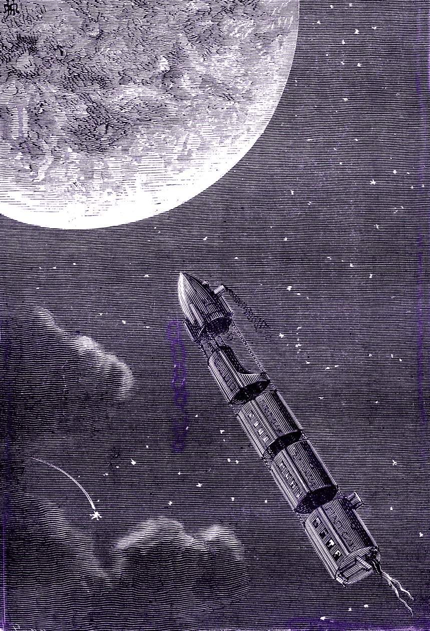Train of Bullets Fired by a Giant Gun Cannon to the Moon, 