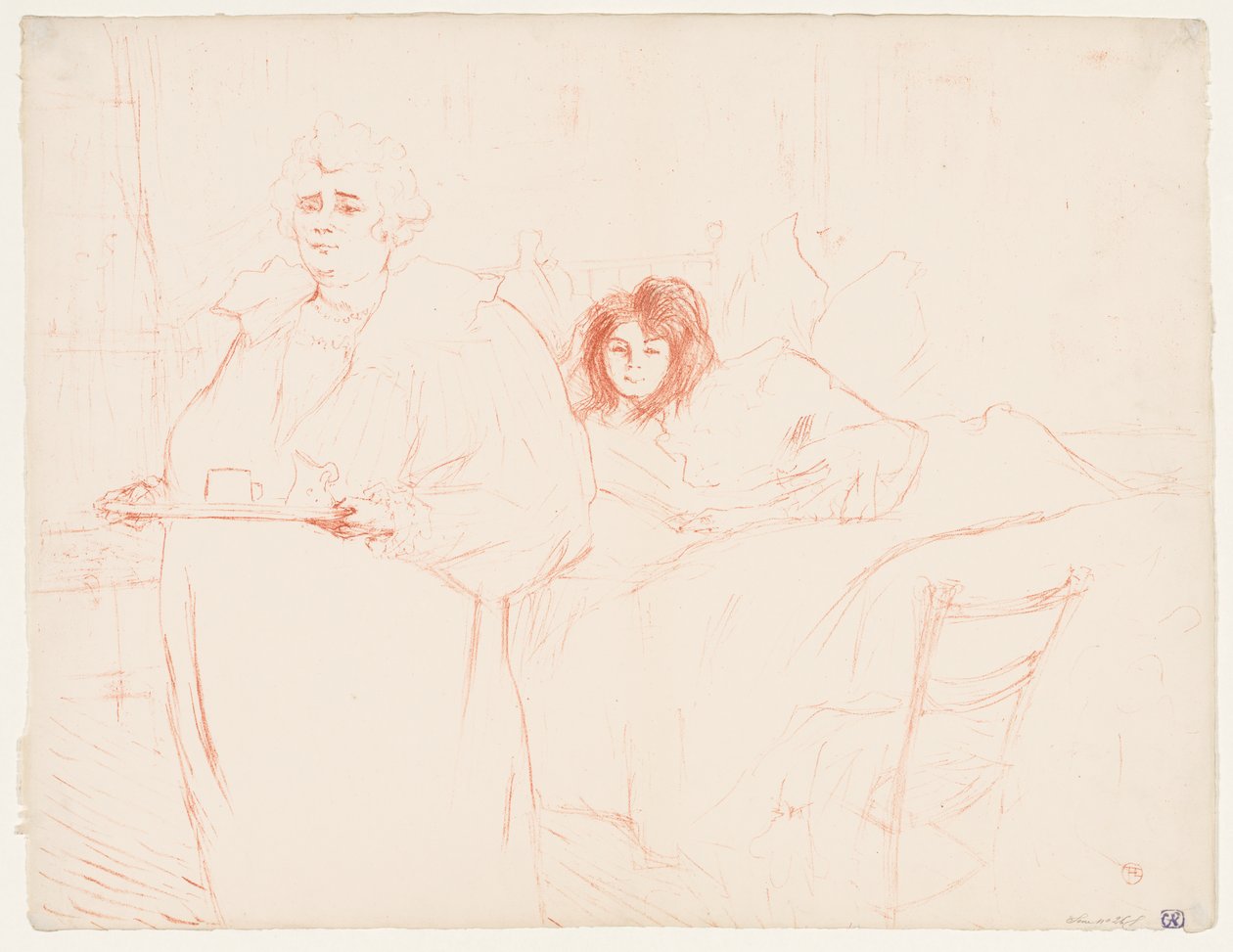 Elles: Woman Carrying a Tray, Mme. Baron and Mlle. Popo by Henri de Toulouse-Lautrec