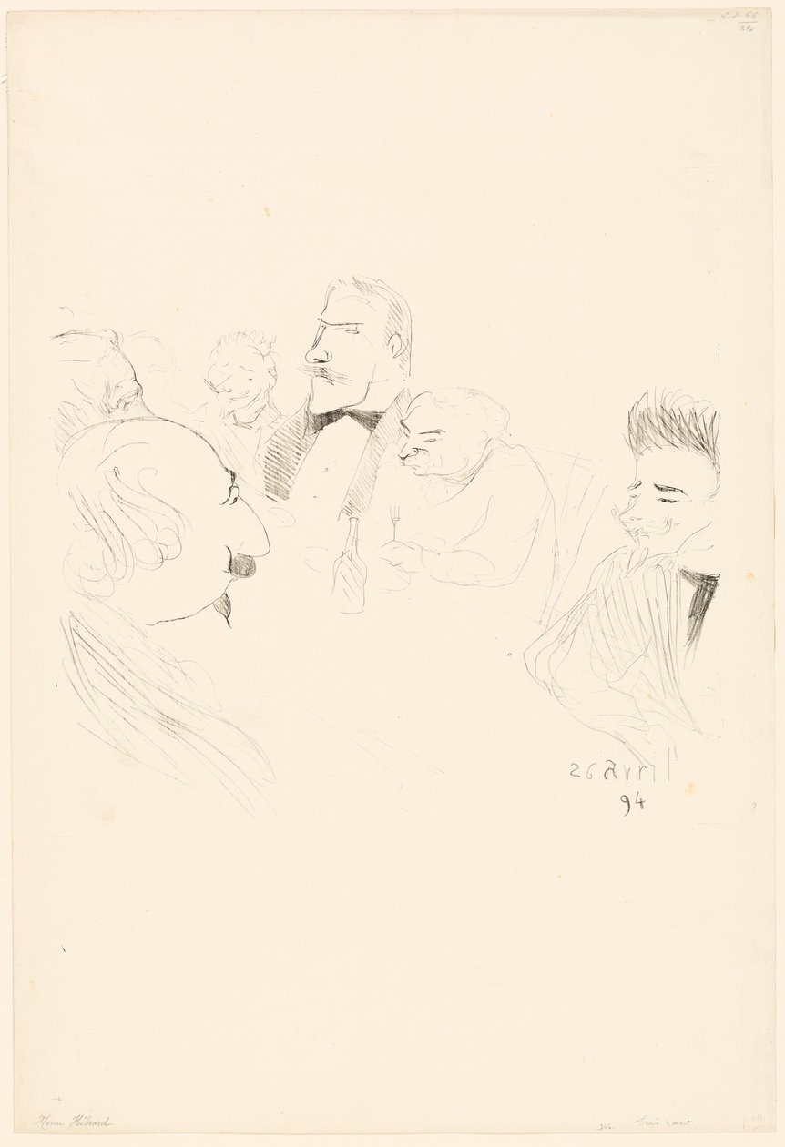 Menu Card for Adrien Hébrard by Henri de Toulouse-Lautrec