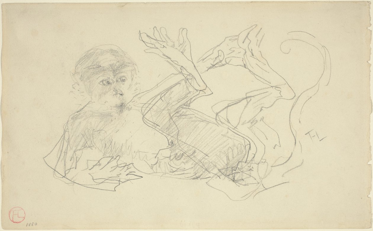 A Monkey Playing on His Back by Henri de Toulouse Lautrec