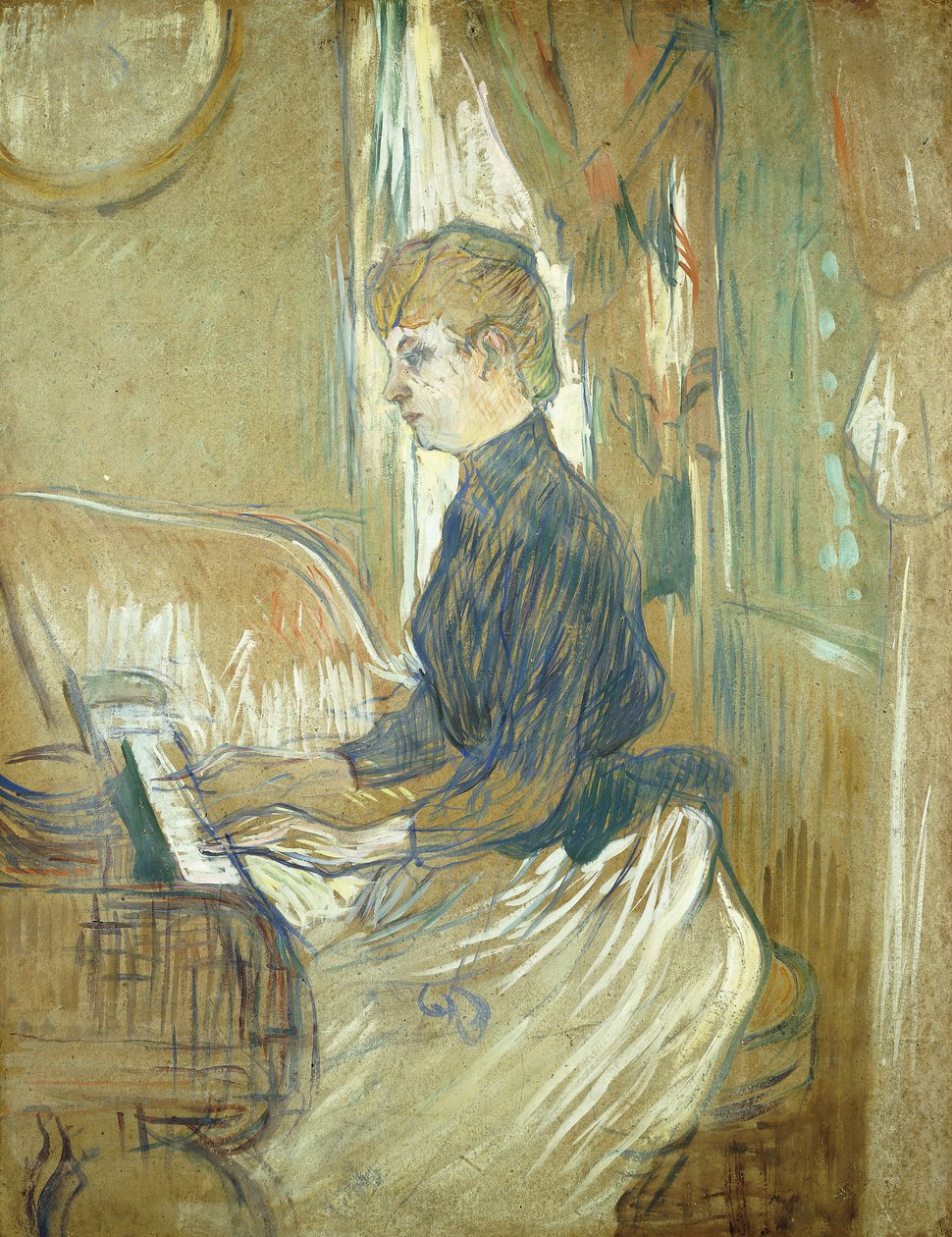 At the Piano, Madame Juliette Pascal in the Salon of the Chateau de Malrome by Henri de Toulouse Lautrec
