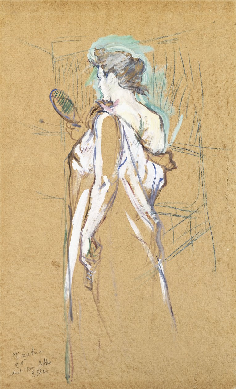 Elles - with mirror in hand by Henri de Toulouse Lautrec