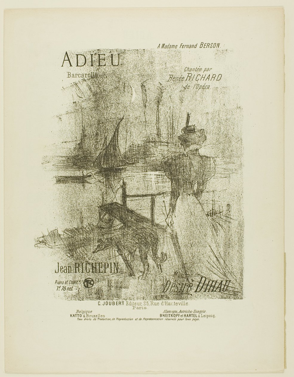 Farewell, from Melodies of Désiré Dihau by Henri de Toulouse Lautrec
