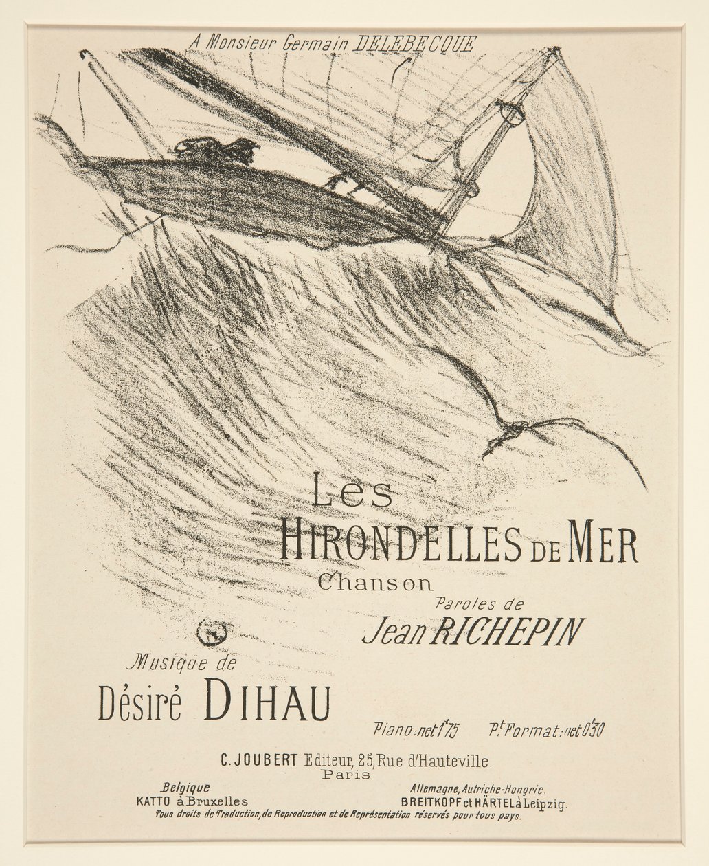 The Sea Swallows - Cover sheet for printed musical composition (poem by Richepin set to music by Dihau) by Henri de Toulouse Lautrec