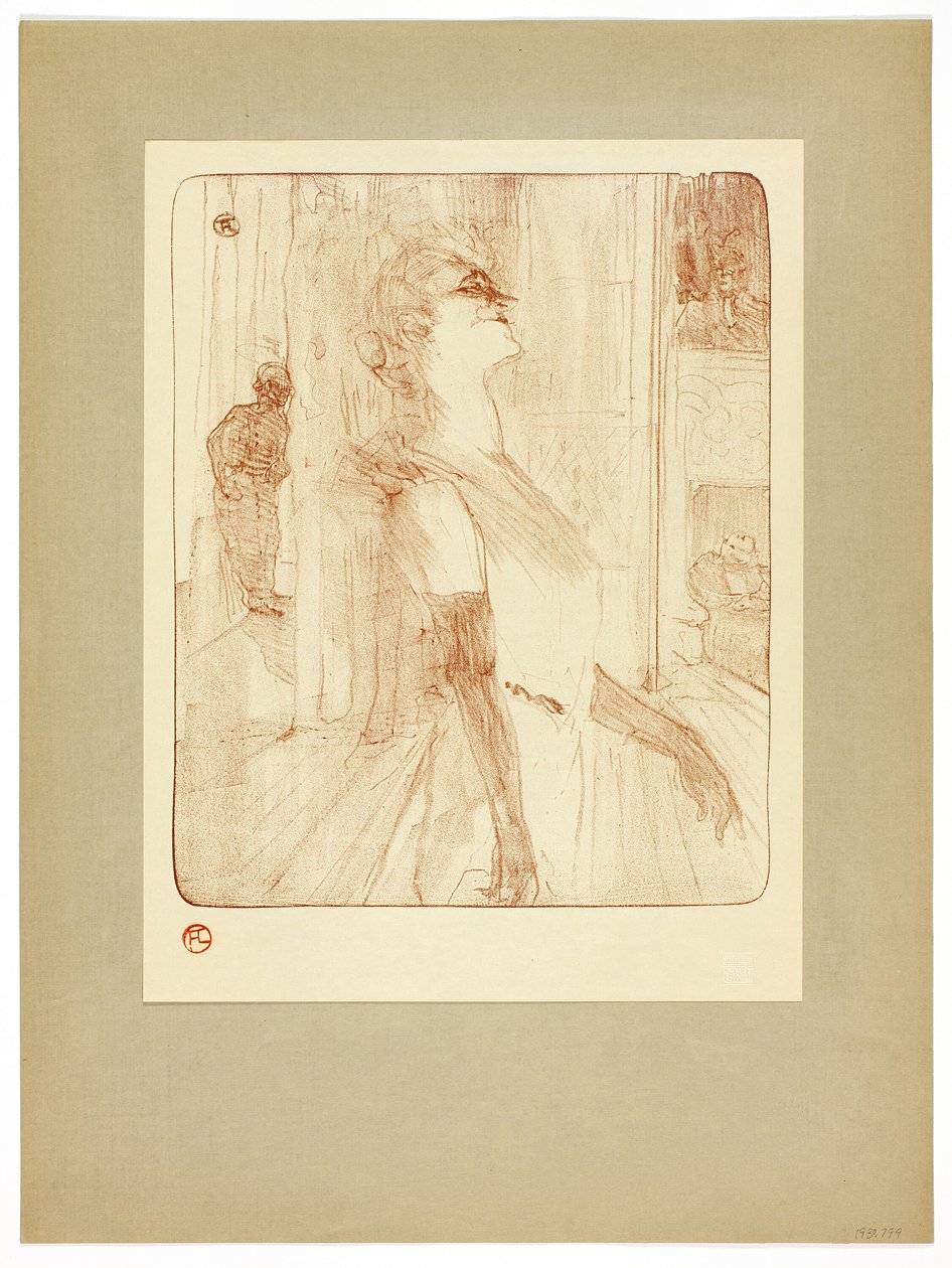 On the Stage, plate one from Yvette Guilbert by Henri de Toulouse Lautrec