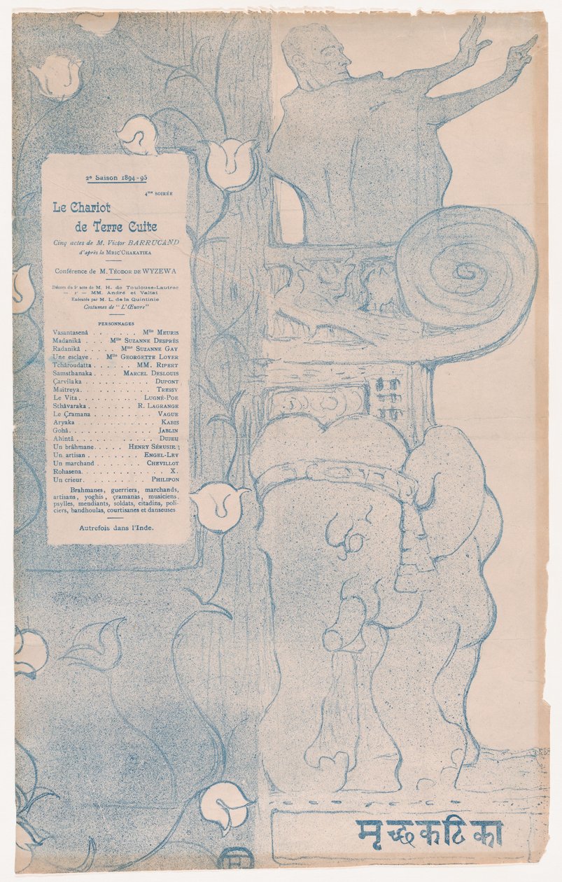 Playbill for Le Chariot de Terre Cuite The Little Clay Cart by Henri de Toulouse Lautrec