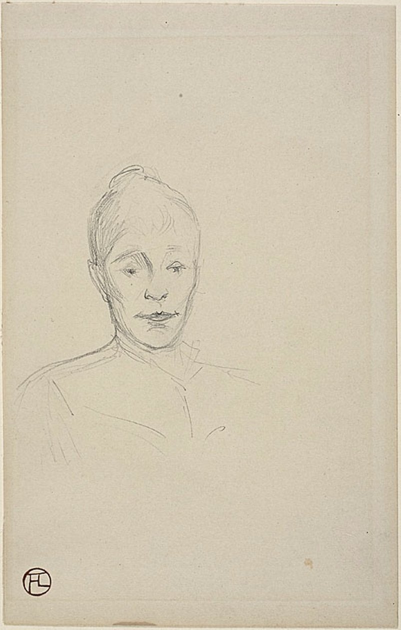 Study: Face of Woman with High Collar by Henri de Toulouse Lautrec